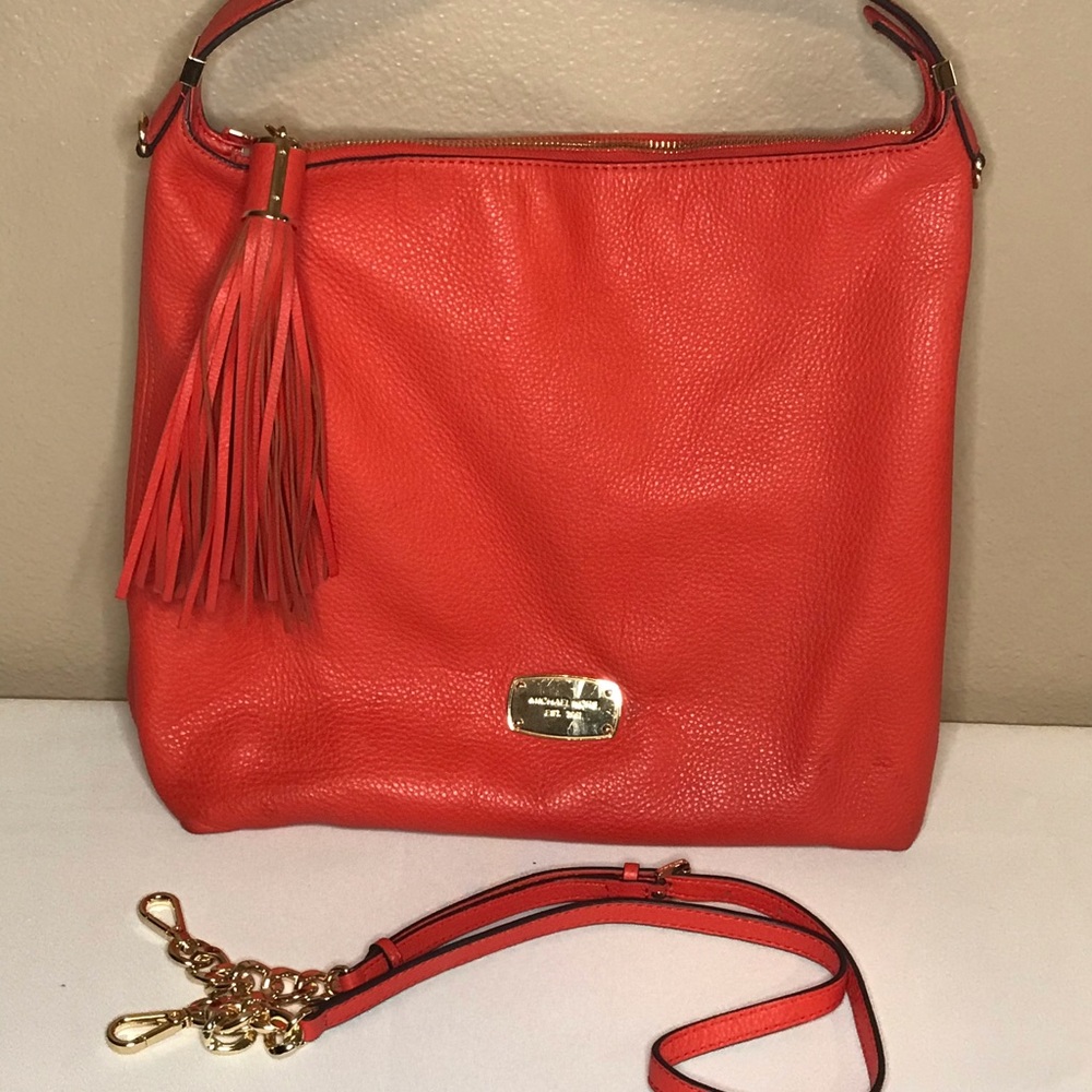 Large Michael Kors Coral/Orange Hobo Bag EUC!